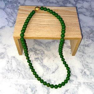 Vintage green speckled Bakelite beaded necklace tested!